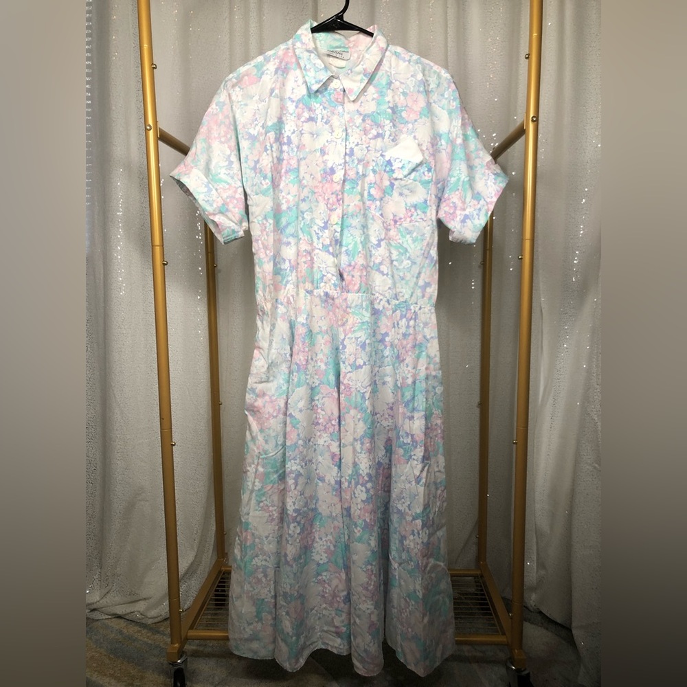 Vintage 90s/Y2k Stuart Alan Petites Pastel Floral Maxi Dress Size 12